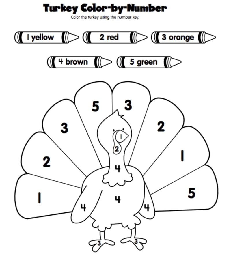 Easy Turkey Color By Number