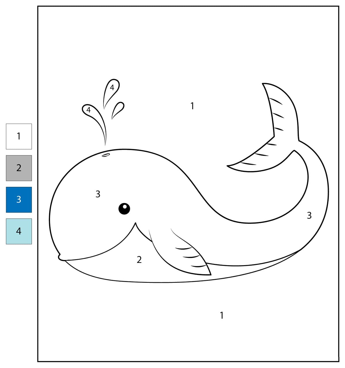 Easy Whale Color By Number