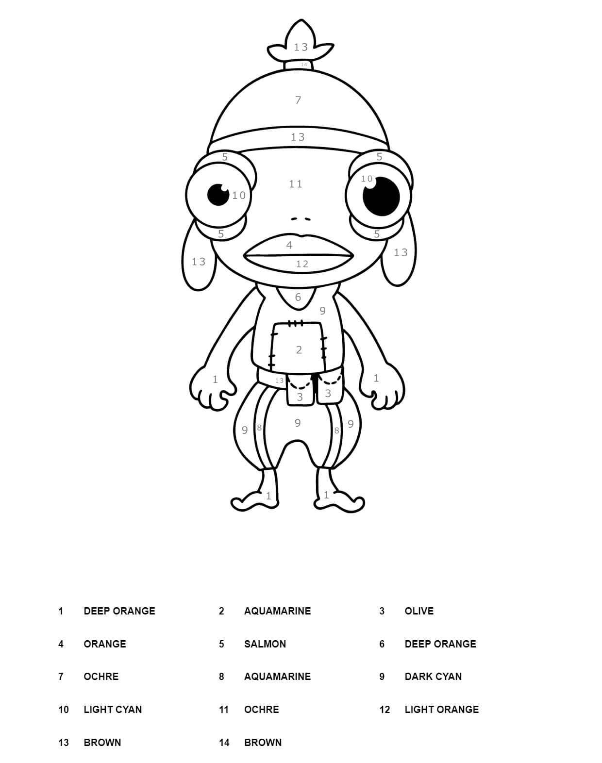 Fortnite Color By Number Worksheet 08