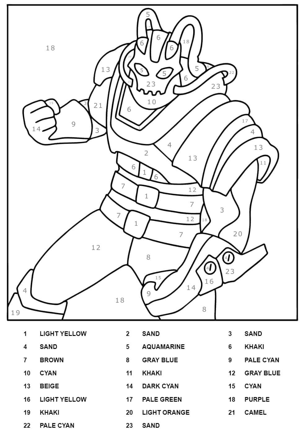 Fortnite Color By Number Worksheet