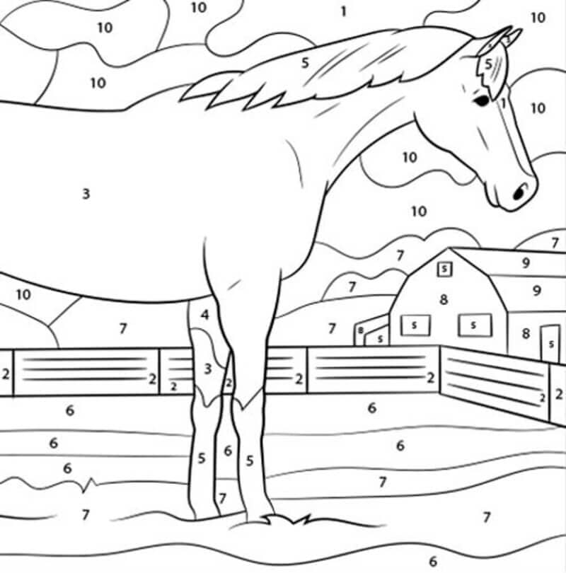 Free Printable Horse Color By Number