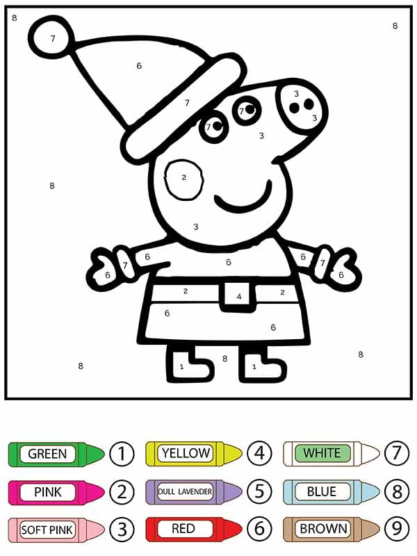 Free Printable Peppa Pig Color by Number