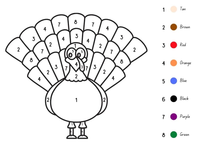 Free Turkey Color By Number