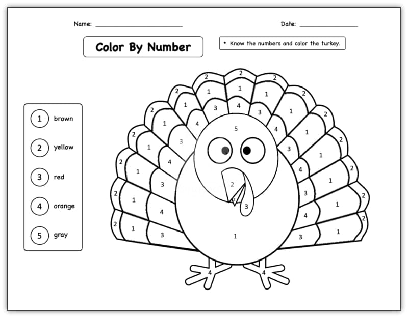 Funny Turkey Color By Number