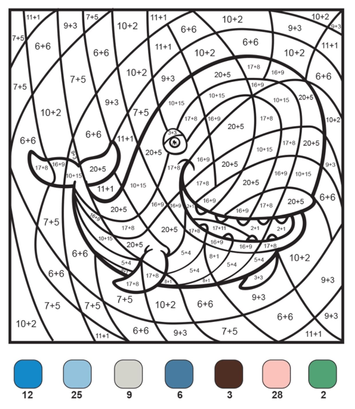 Funny Whale Color By Number