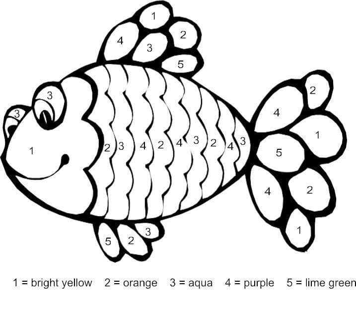 Happy Rainbow Fish Color By Number