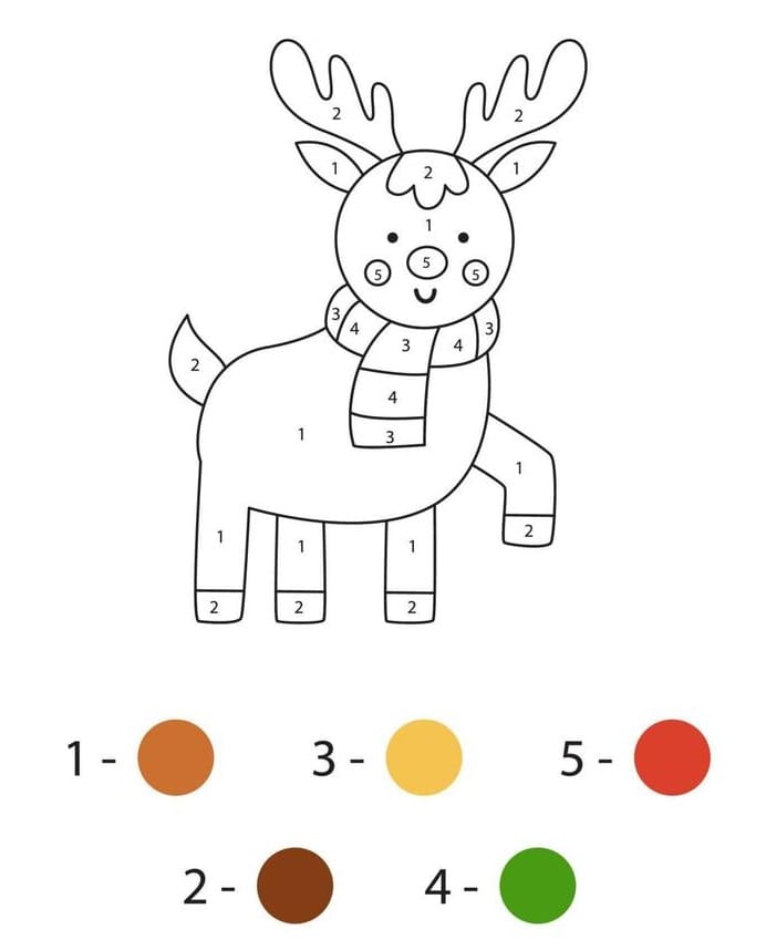 Happy Reindeer Color by Number