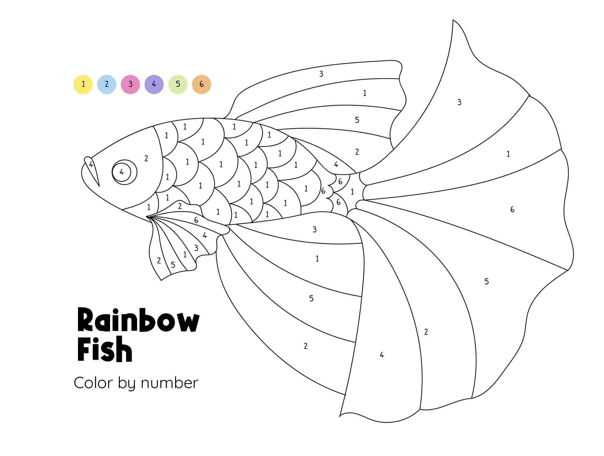 Lovely Rainbow Fish Color By Number