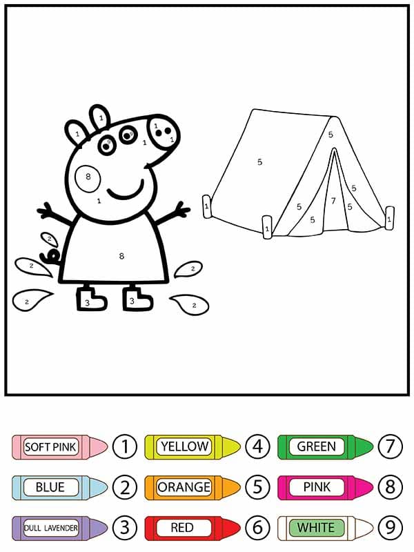 Peppa Pig Color by Number Sheet