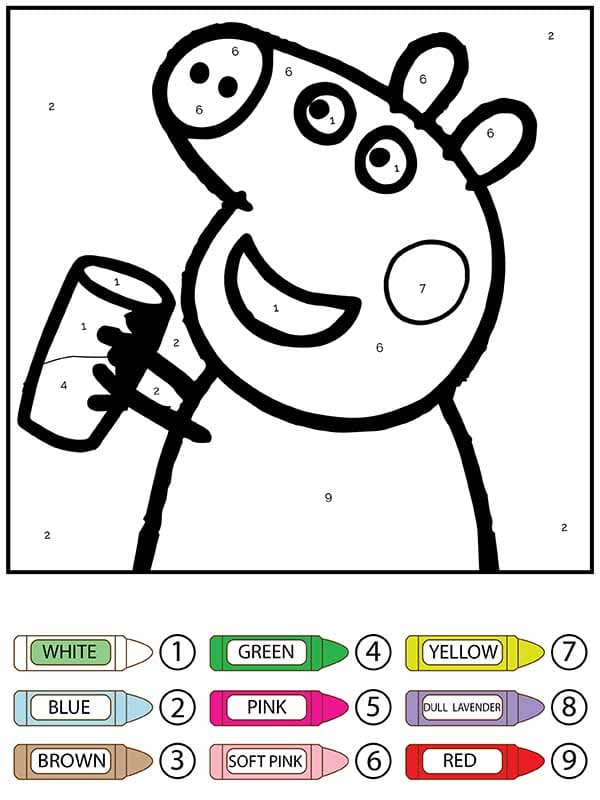 Peppa Pig Color by Number Worksheet