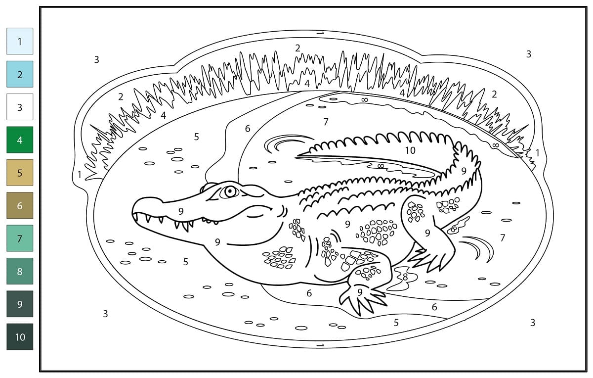 Printable Alligator Color by Number