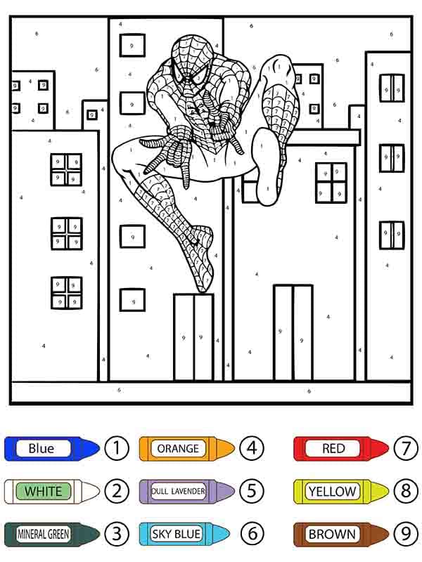 Printable Spiderman Color By Number