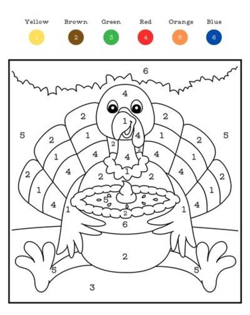 Printable Turkey Color By Number