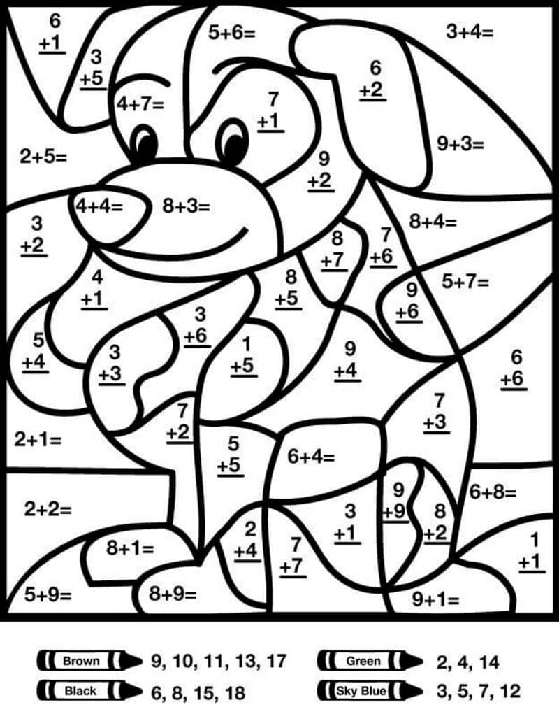 Puppy Color By Number Math