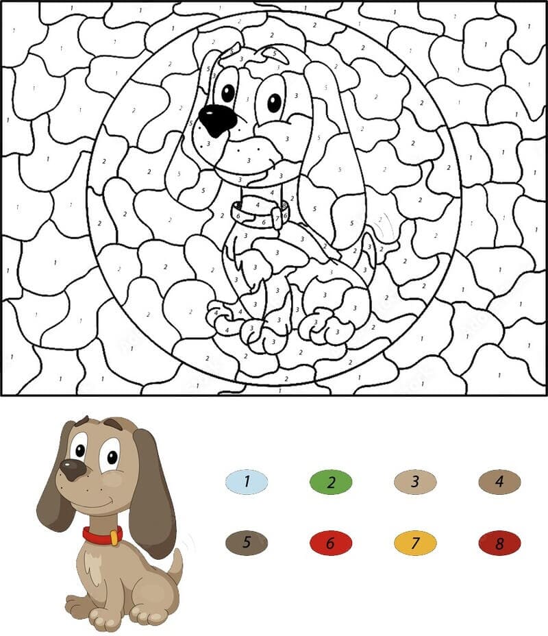 Puppy Color By Number Worksheet 01