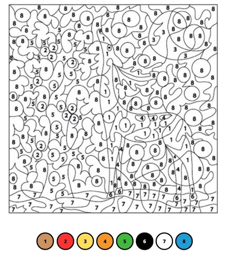 Reindeer Color by Number Printable