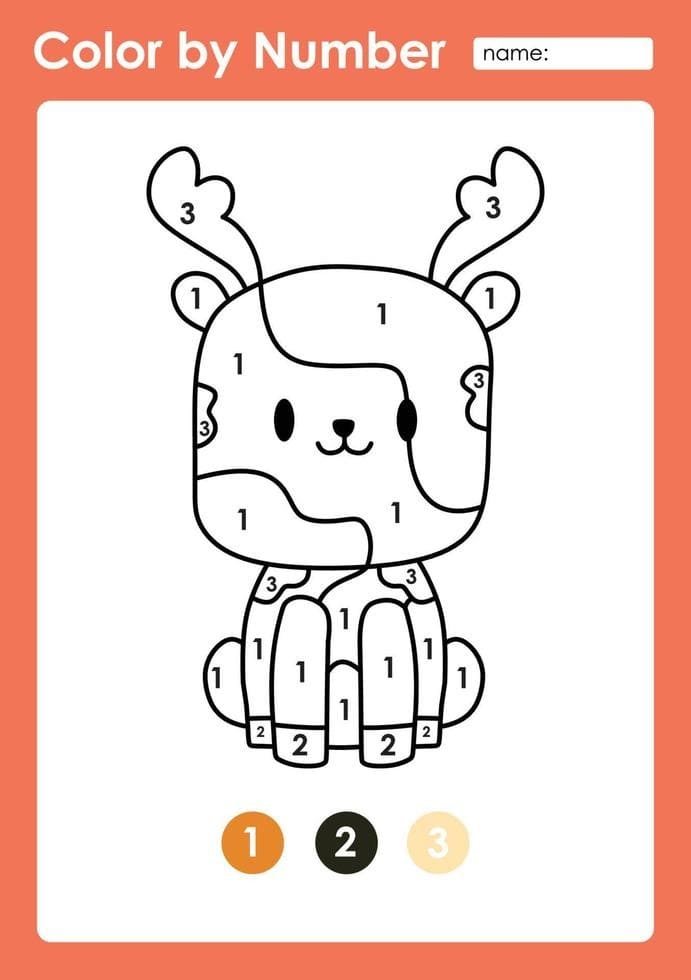 Reindeer Color by Number Worksheet 02