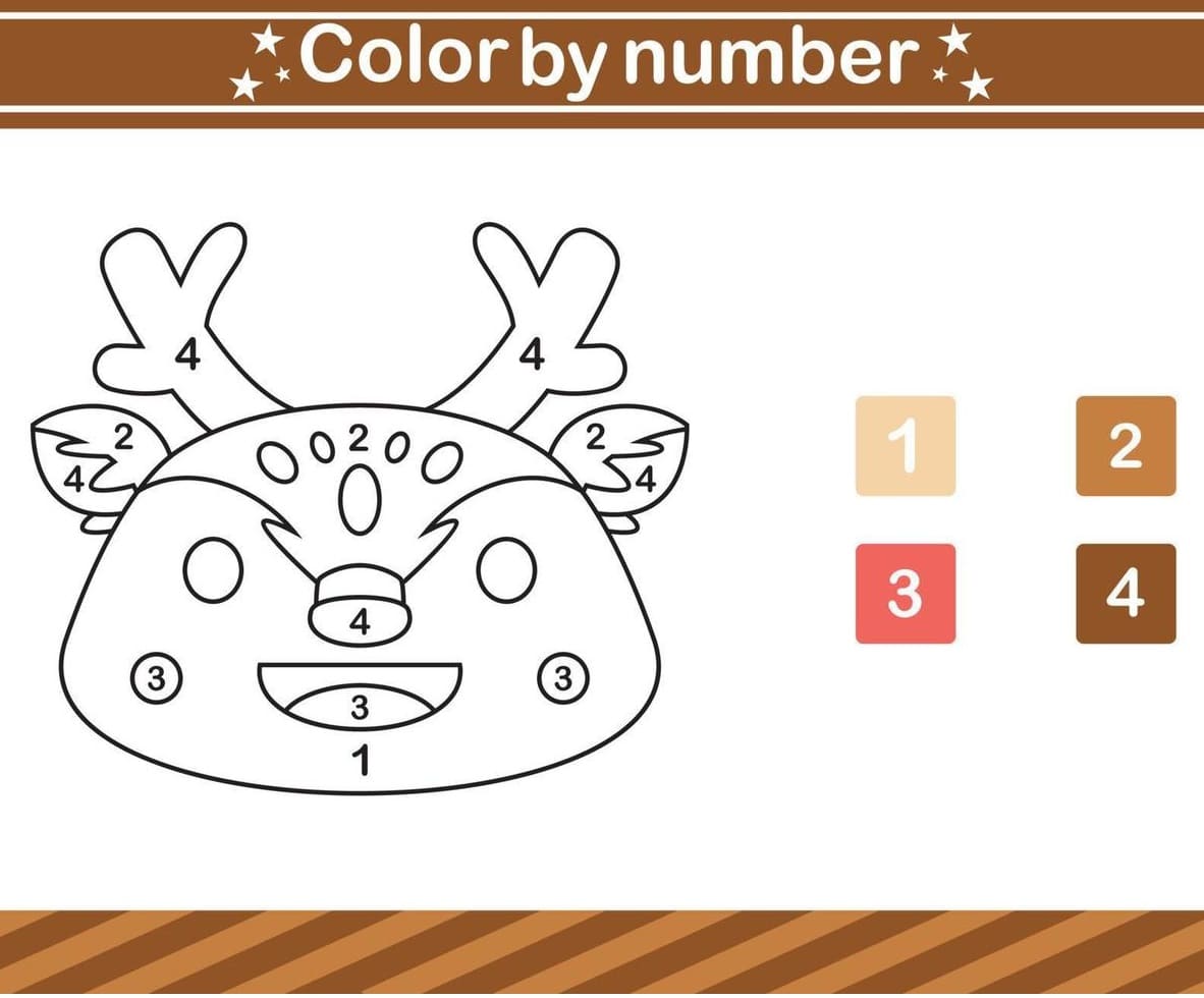 Reindeer Color by Number Worksheet