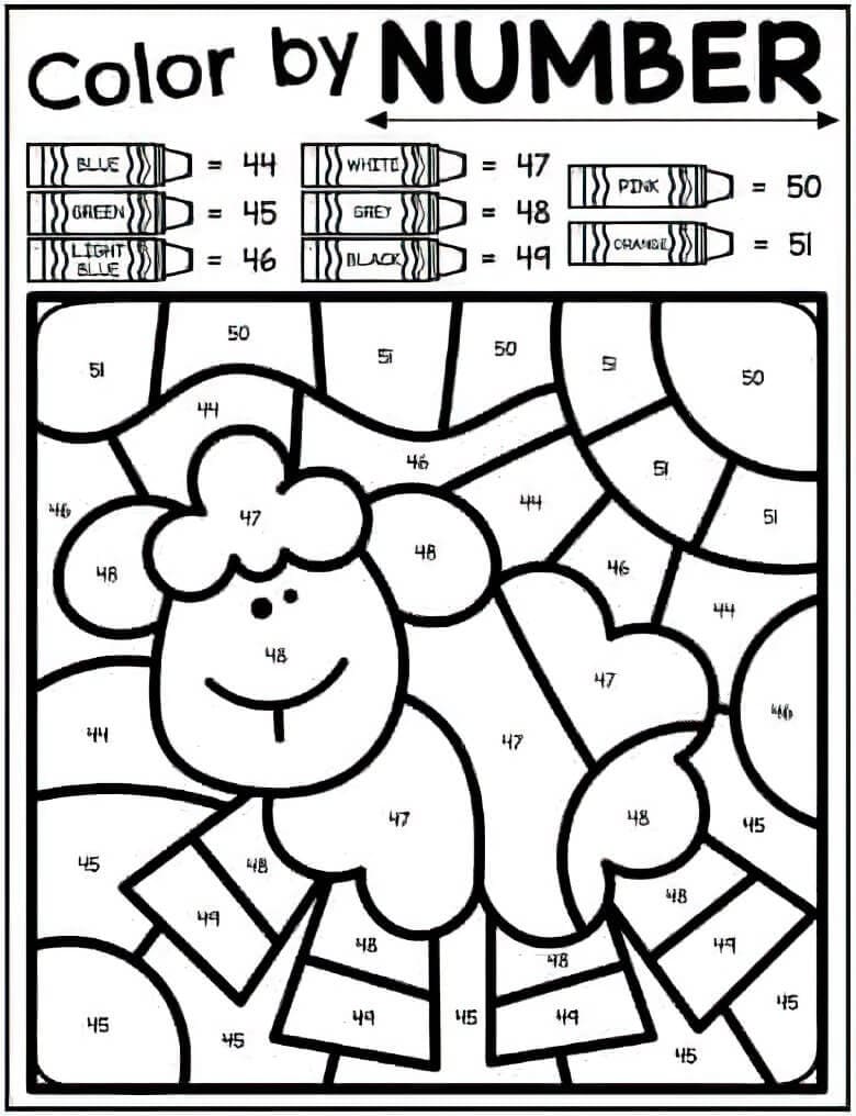 Sheep Color By Number For Kid