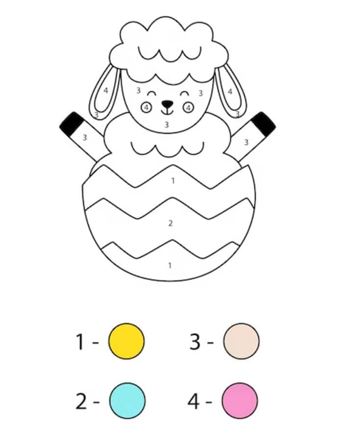 Sheep Color By Number For Kids