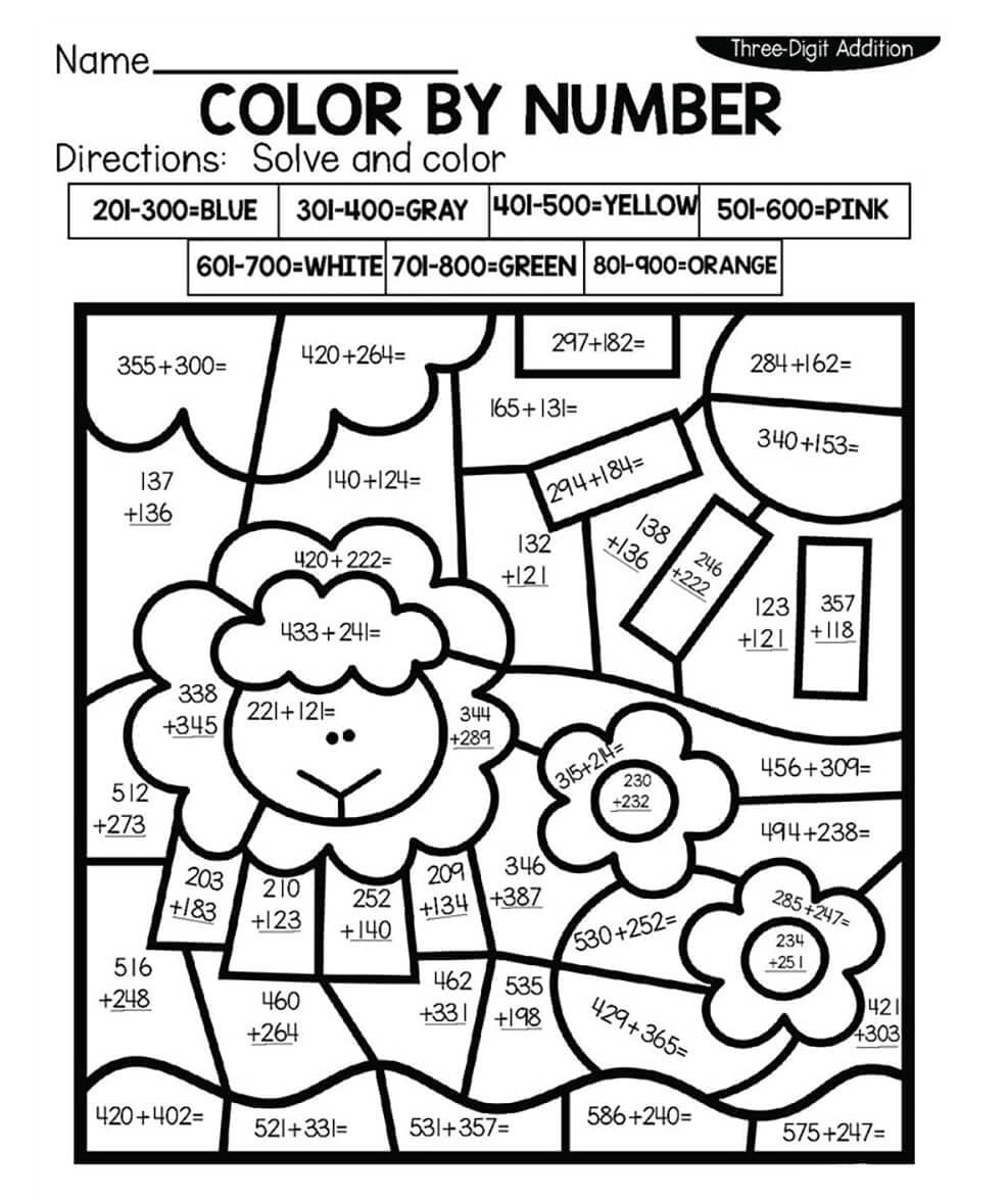 Sheep Color By Number Math