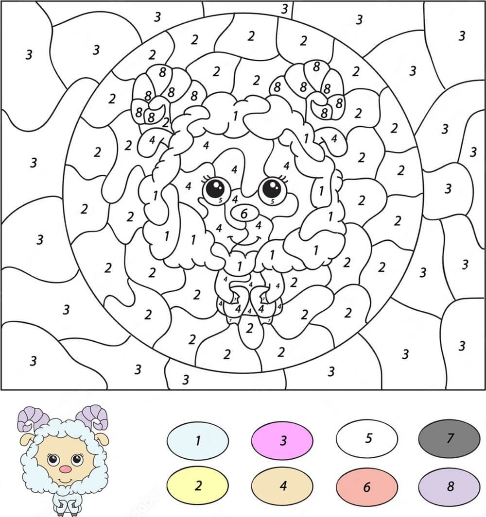 Sheep Color By Number Printable