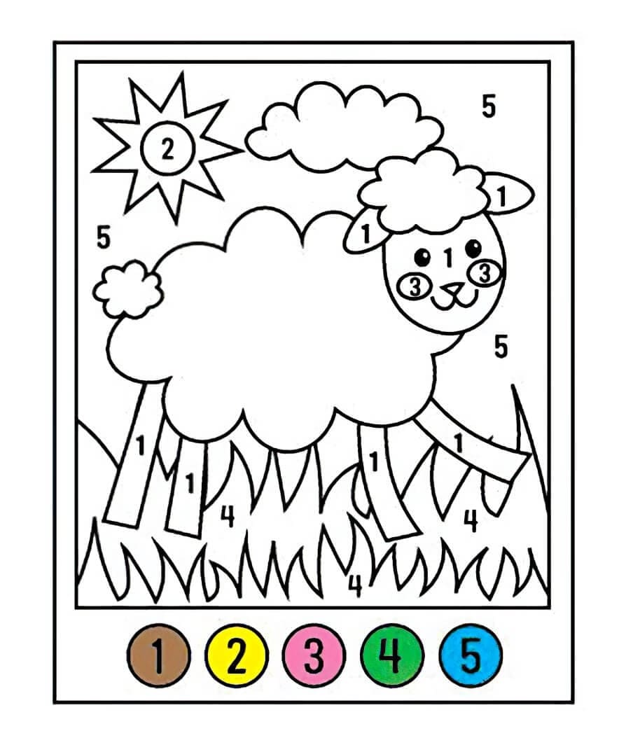 Sheep Color By Number Worksheet 02