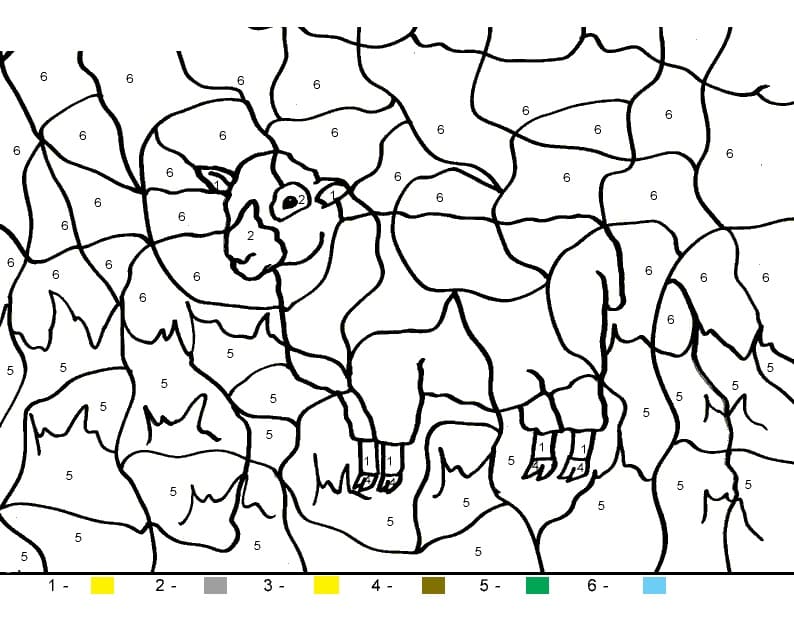 Sheep Color By Number Worksheet 03