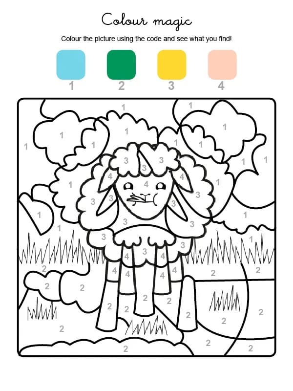 Sheep Color By Number Worksheet 04