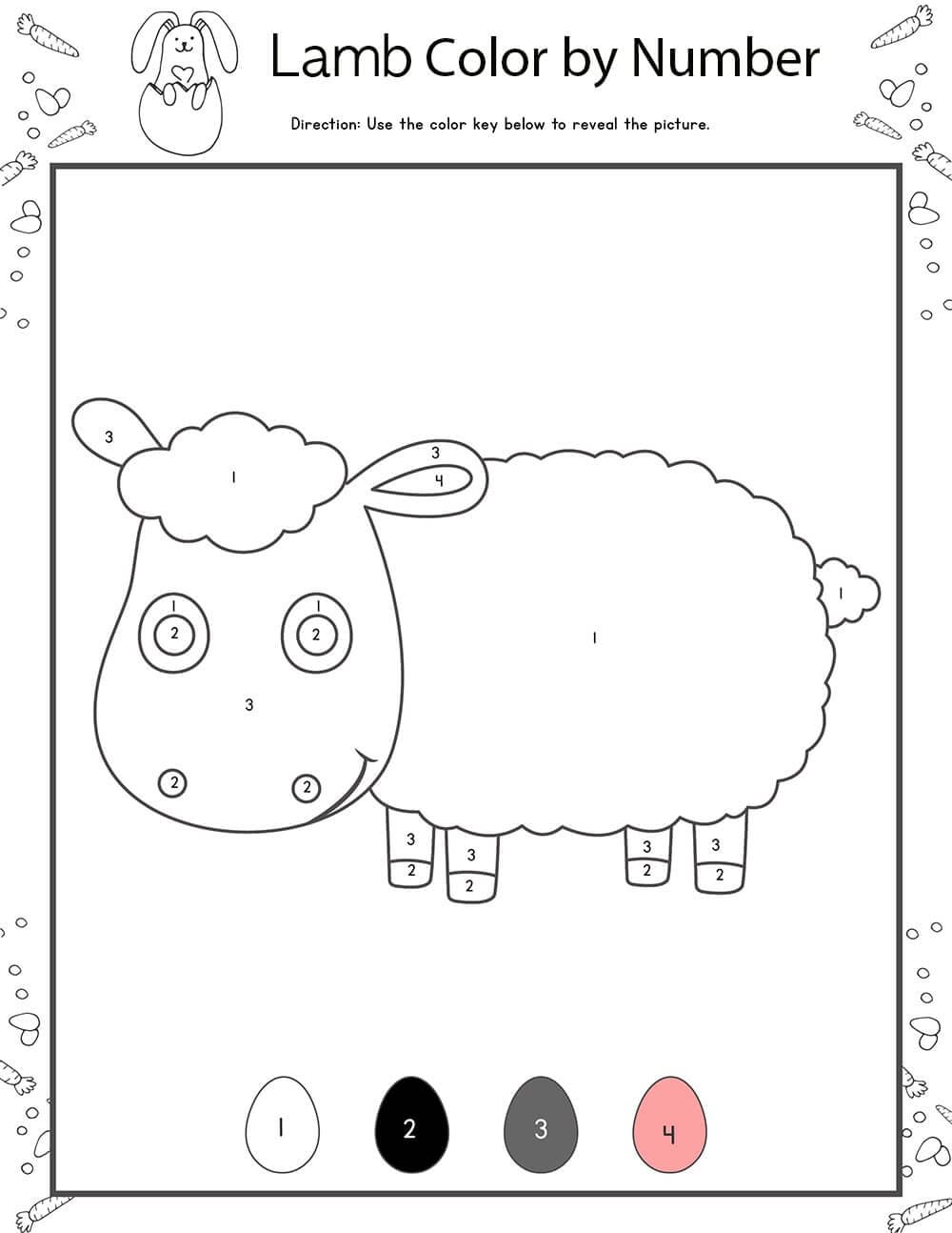 Sheep Color By Number Worksheet