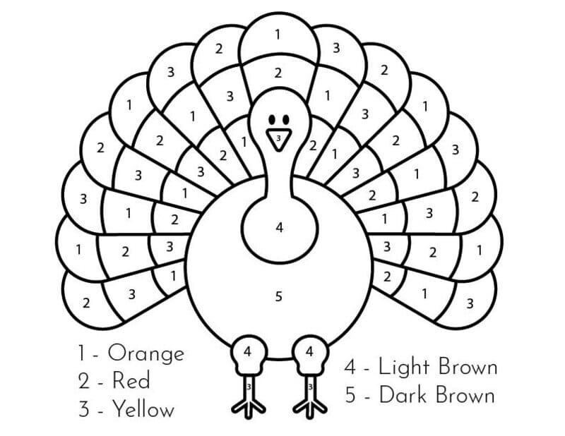 Simple Turkey Color By Number