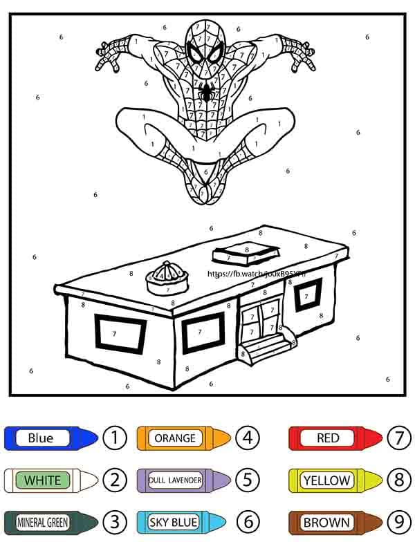 Spiderman Color By Number Sheet