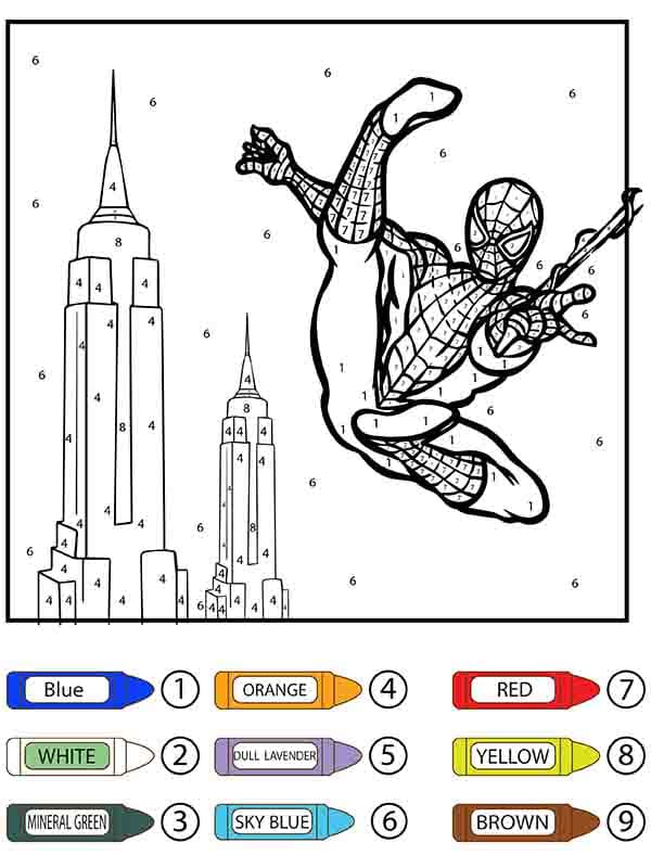 Spiderman Color By Number Worksheet 01