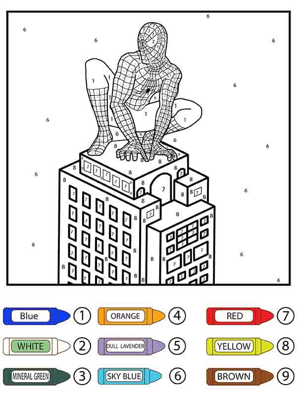 Spiderman Color By Number Worksheet 03