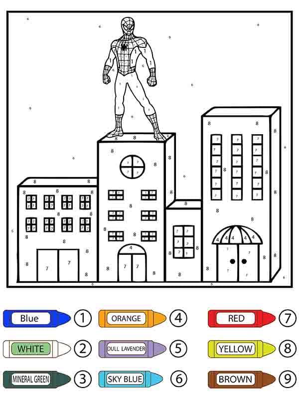 Spiderman Color By Number Worksheet 04