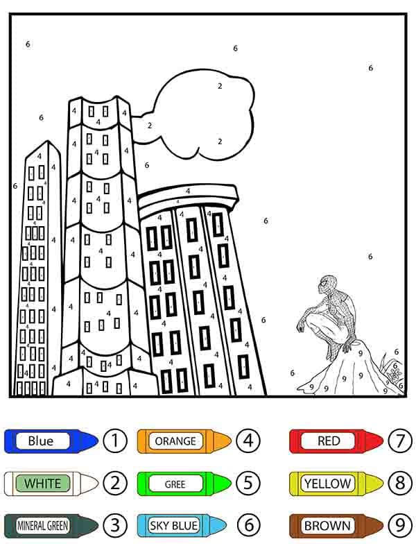 Spiderman Color By Number Worksheet