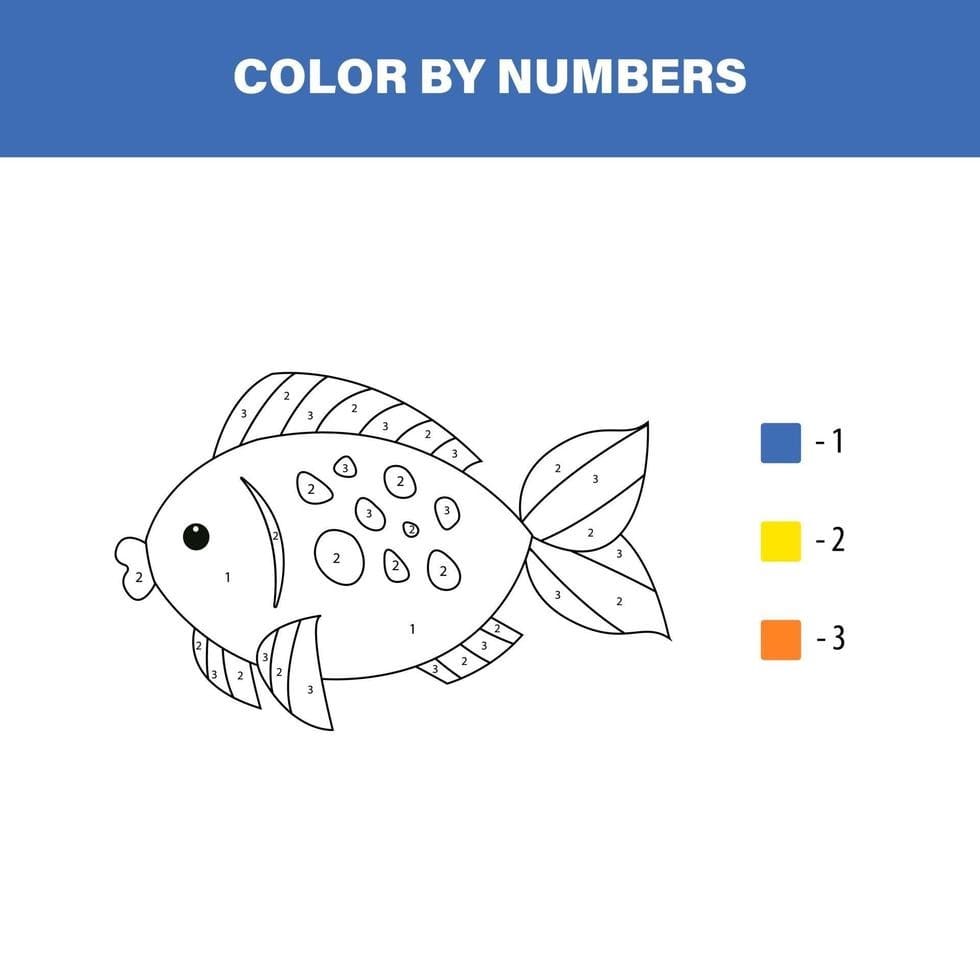 Swimming Rainbow Fish Color By Number