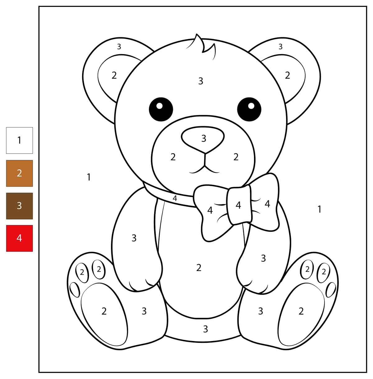 Teddy Bear Color By Number