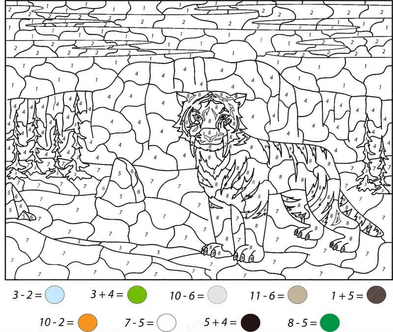 Tiger Color By Number Math