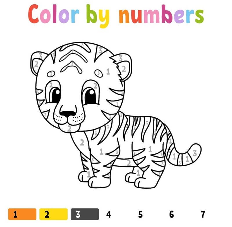 Tiger Color By Number Printable