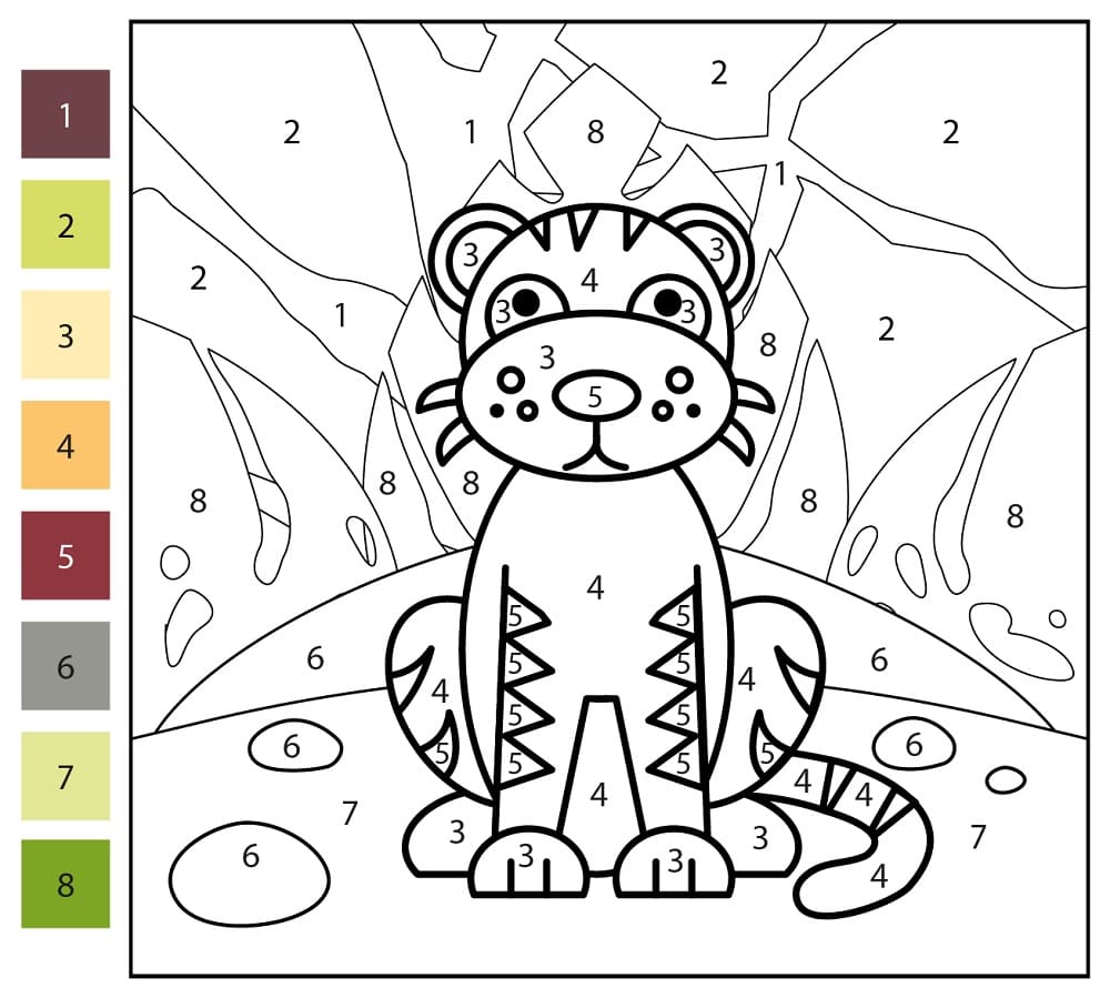 Tiger Color By Number Worksheet 01