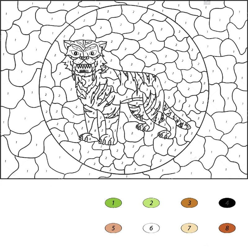 Tiger Color By Number Worksheet