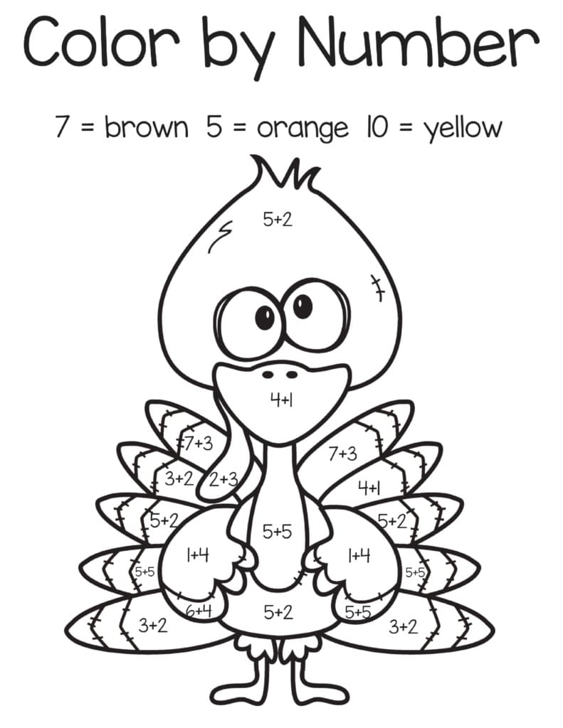 Turkey Color By Number Addition