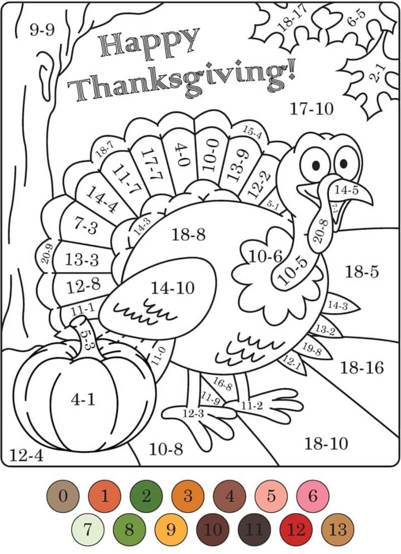 Turkey Color By Number Math