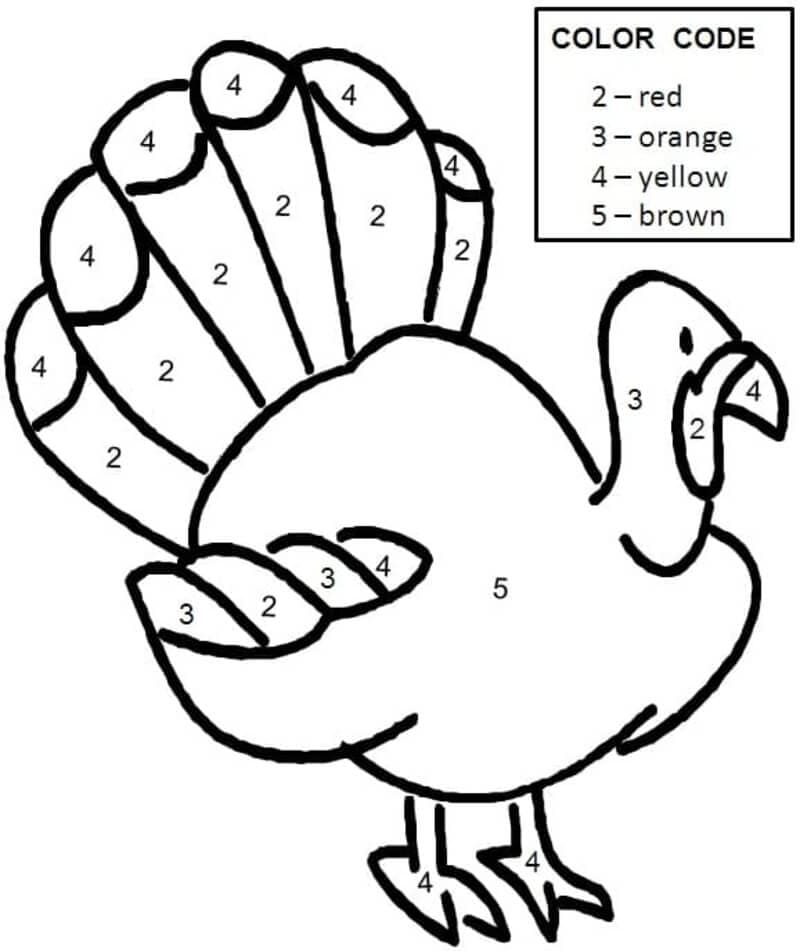 Turkey Color By Number Worksheet 04