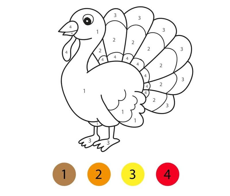 Turkey Color By Number Worksheet 06