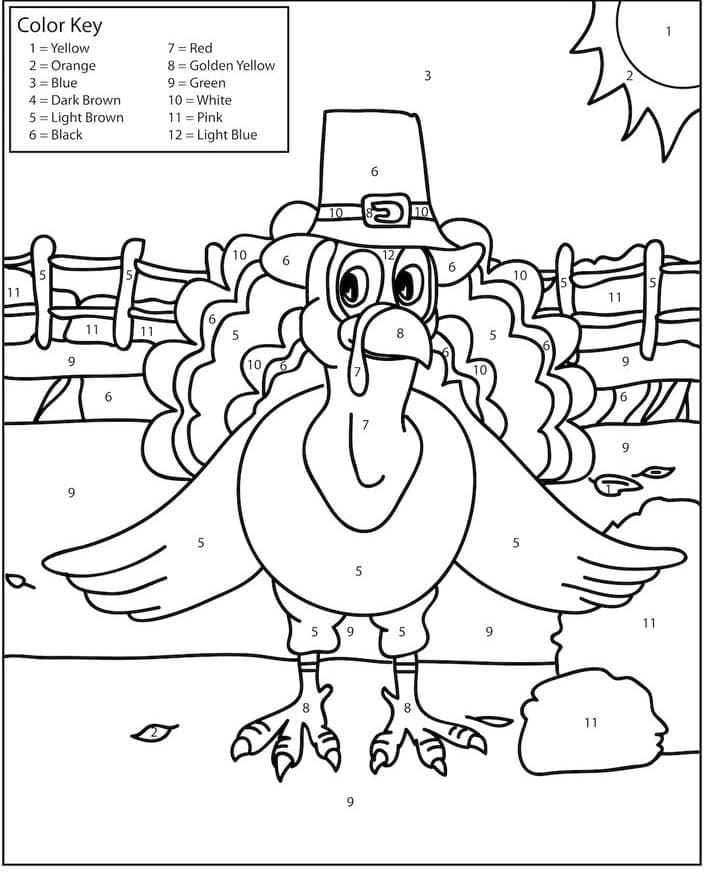 Turkey Color By Number Worksheet 07