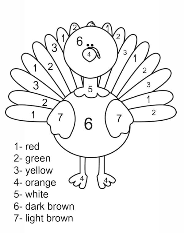 Turkey Color By Number Worksheet 09