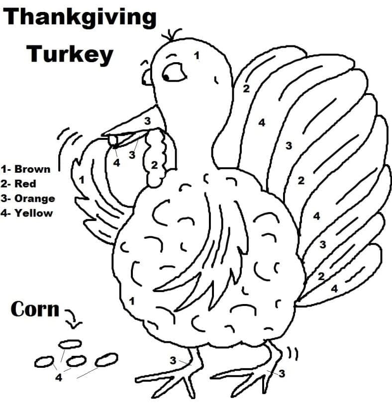 Turkey Color By Number Worksheet 10