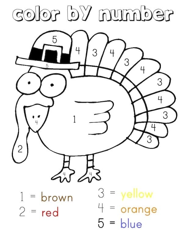 Turkey Color By Number Worksheet 11